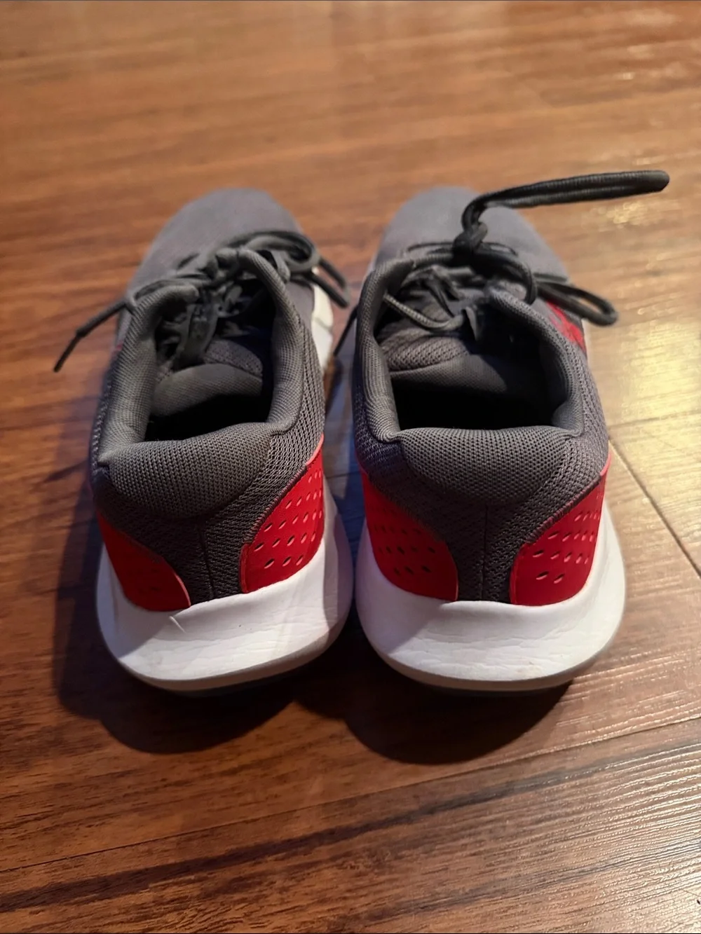 Gray Athletic Sneakers with Red Accent